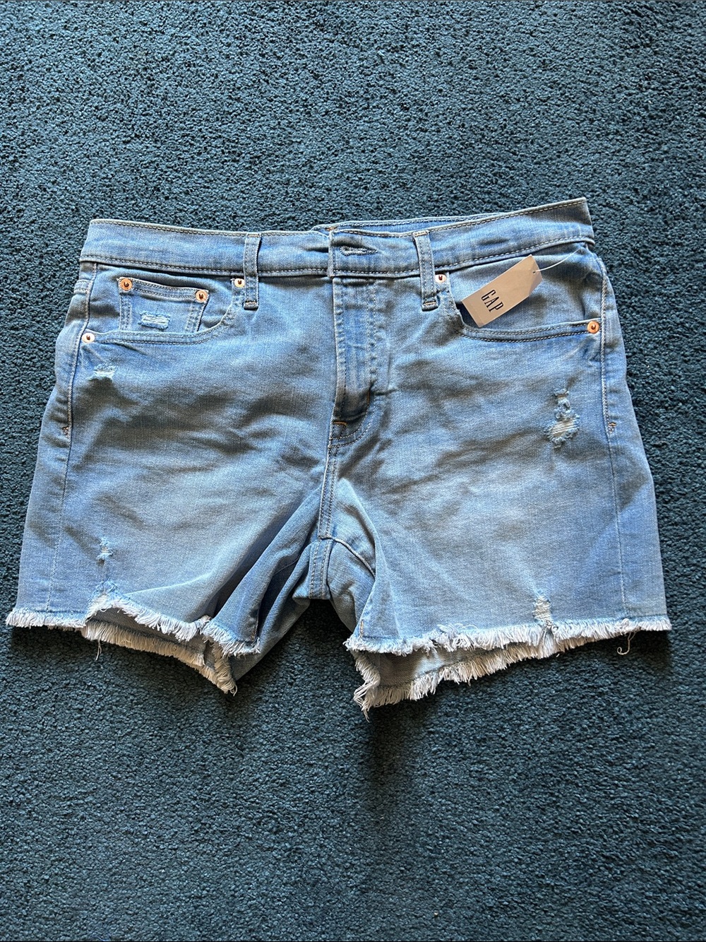 GAP Light Blue Frayed Hem Denim Shorts